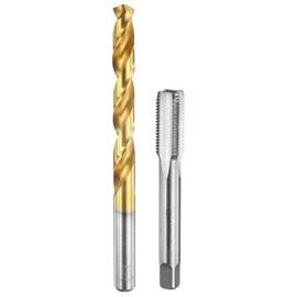 sourcing map Tap and Drill Bit Set, 1pcs M12 x 1.25 Metric Straight Flute Thread Screw Taps & 1pcs 10.8mm Twist Drill Bits, Uncoated/Titanium Coated HSS-6542 Tapping Threading Tool Kit