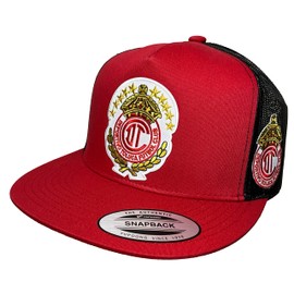 Mexico Club Deportivo Toluca Soccer HAT RED Black MESH 2 Logos