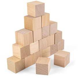 ANNASAMDO Pack of 20 Wooden Cubes 2.5 x 2.5 x 2.5 cm Wooden Blocks Natural Wooden Blocks Small Wooden Cube Wooden Blank Dice for Crafts Painting DIY Craft Decoration