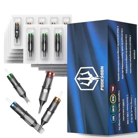 Poseidon Tattoo Needles Set of 50 - Various Sizes (Round Liner, Shaver, Magnum) with Curved/Round Tip - 5RL 7RL 9RL 5RS 7RS 9RS 15M1 21M1 15 cm 21 cm - Sterile Disposable Tattoo Needles