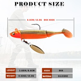 TABKSOLA Rubber Bait Set, Pre-Assembled Rubber Bait, Set of 6 Predatory Fish Bait, Sinking Bait for Salt and Freshwater, Gift for Men for Fishing.