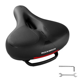 ROCKBROS Bicycle Saddle Comfortable Gel Saddle Men Women Ergonomic Wide Bicycle Seat Soft Memory Foam MTB Road Bike 26 x 22 cm Breathable Waterproof Black