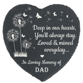 Generic Dad Memorial Slate Stone| Stepping Slate Stone for Loss of Dad, Garden Memorial Stone for Loss of Father, Memory Plaque, My Beloved Dad in Heaven (Heart)