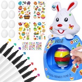Ficlwigkisc Easter Eggs Decoration DIY Egg Decorating Spinner with Colorful Makers,Easter Egg Painter Toy Easter Decoration for Kid (Blue)