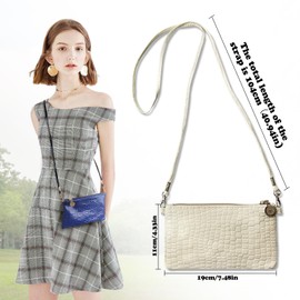 AfitLulu Ladies Purse Wristlet Clutch Wallet with Detachable Shoulder Strap, Small Crossbody Phone Bag Women Wallets Crocodile Texture Phone Clutch Purse for Keys, Coins (White)