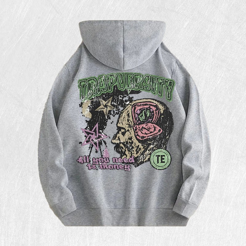 Trapversity Graphic Hoodie 100% Cotton US Warehouse 6 ColorsColor: Army