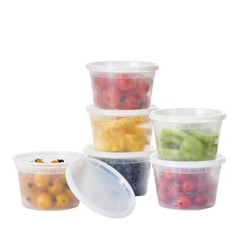 [240 Set - 16 oz.] Plastic Deli Food Storage Containers With Lids, Disposable togo containers for soup, Meal Prep, Slime | BPA Free | Stackable | Leakproof | Microwave | Dishwasher | Freezer Safe