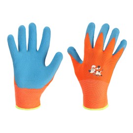 Ladeheid Children's Boys Girls Protective Gardening Gloves Work Gloves BD001 (Orange, 4)