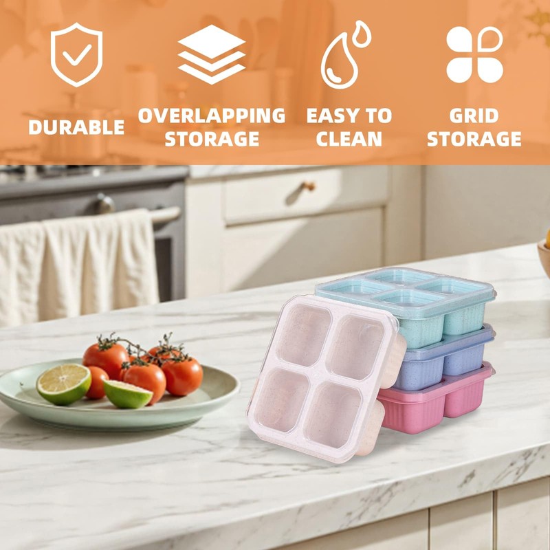 WEELOO Snack Containers Lunch Box, Lunchable Container with 4 Compartments