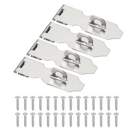 PATIKIL Door Lock Hasp Latch 3.9 Inch, 4 Pcs Stainless Steel Safety Hasp Lock Clasp Hinge Packlock with Screws for Door Gate Cabinet Closets, Silver