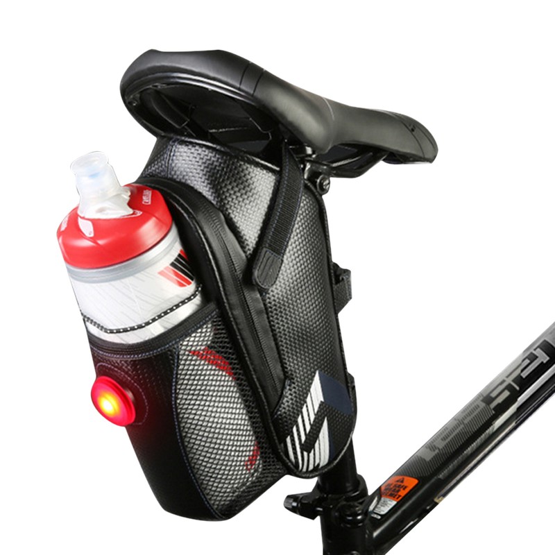 Bike Saddle Bag Water Bottle Holder with Tail Light Under
