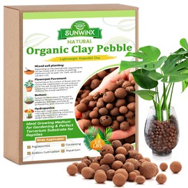 Sunwinx 10 LBS Natural Leca Clay Pebbles for Plants- 4-16mm Expanded Clay Leca Balls for Indoor Plants, Hydroton Clay Pebbles for Plants Hydroponic & Aquaponics Growing, Orchids, Drainage, Terrarium