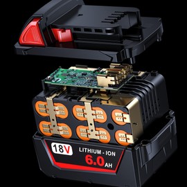 LONG FIT 2 Pack | 18 Volt Battery 6.0Ah, Compatible with M-18 Battery Charger and 18V Cordless Power Tools (48-11-1860)