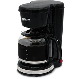 Better Chef Basic Coffee Maker | 12-Cup | Pause-N-Serve | Brushed Metal Trim (Black)