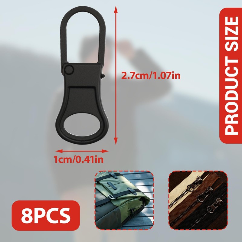 8 Pcs Zipper Pull Replacement Universal Detachable Zipper Puller Tab