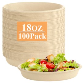 MUXHEL 100PCS 18 OZ Oval Paper Bowls Disposable Bowls Heavy Duty Compostable Bowls for Meal Prep, Milk Cereals, Salads