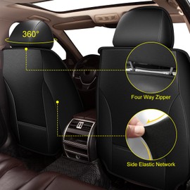 RAWAKORW Car Seat Covers Fit for Nissan Murano 2011-2023 2024 | Front Set Faux Leather, Waterproof, Automotive Seat Cover with Airbag Compatibility (2 Seat, Black Line)