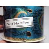 (2) Christmas Wired Ribbon Peacock Feathers Blue Gold Glitter 30