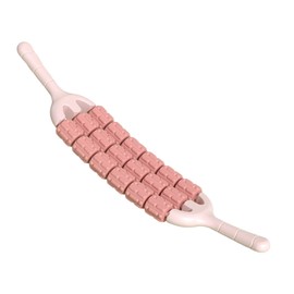 yuksok Massage Roller Stick Fitness Three Row Leg Stretching Comfortable Muscle Relaxer Manual Massager for Legs Buttocks Arms Waist, pink