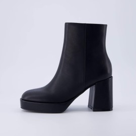CUSHIONAIRE Women's Gallerie platform block heel dress boot +Memory Foam, Wide Widths Available, Black 8.5