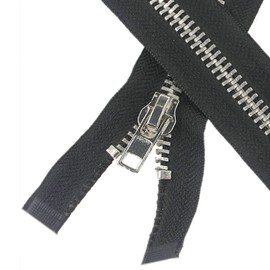 Leekayer Zipper #8 22 Inch Silver Separating Jacket Zipper 56cm Metal Zipper Heavy Duty Zippers for Jackets Sewing Coats Crafts (22" Silver)