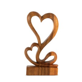 G6 Collection Wooden Handmade Abstract Sculpture Statue Handcrafted - Hearts Blossom - Gift Art Decorative Home Decor Figurine Accent Decoration Artwork Hand Carved Love Blossom