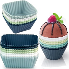 24PCS Copas Reutilizables para Hornear,Forros de Silicona de Grado Alimenticio Antiadherente para Moldes de Magdalenas para Donas,Budines,Galletas y Pasteles,3 Diferentes Formas Linda,para Cumpleaños