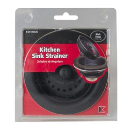 Plumb Pak K5414BLK Keeney Stainless Steel Kitchen Sink Strainer with Fixed Post Basket, Fits Standard 3-1/2-Inch Openings, Black