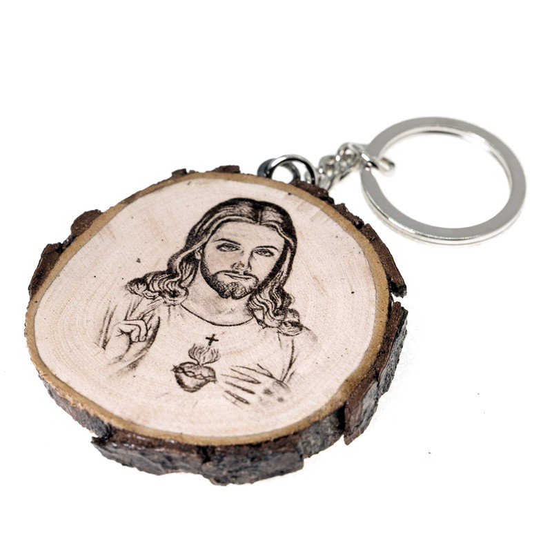 Nazzaret the Savior Jesus Christ Natural Wood Keyring - Christian