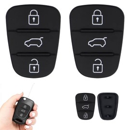 Pack of 2 Car Key Keypad, Key Shell Keypad Rubber 3 Buttons Compatible with Hyundai i10, i20, i30, ix20, ix35, and Kia Sportage Ceed Soul Venga Replacement Keypad for Key Shell