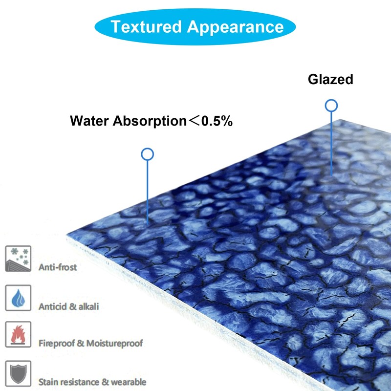 20 PCS Porcelain Swimming Pool Waterline Tile, 6" x 6"