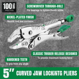 SK 5" Curved Jaw locking Pliers, Premium CR-V Construction, Ergonomic Anti-slip Handle, Ideal for Welding or Assembly