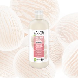 SANTE Naturkosmetik Sensitive Care Shampoo Probiotics + Triple Protein Complex, Vegan Hair Shampoo for Strengthened and Moisturised Hair, Suitable for a Sensitive Scalp, 500 ml