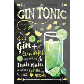schilderkreis24 Cocktail Recipe Magnet Alcohol Spirits Decorative Fridge Magnet Humour Gift Idea Birthday Christmas 9 x 6 cm (Gin Tonic)