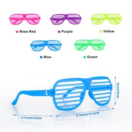 15 Pack Shutter Shades Glasses 80s Party Favors Plastic Glasses for Kids Neon Shutter Party Glasses for Adults Hora Loca Party Supplies Neon Sunglasses Accessories Last Day of School Party
