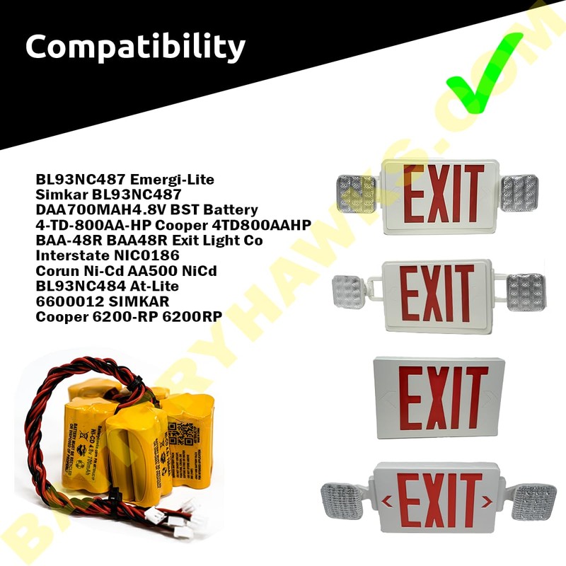 4.8v 700MAH NiCd Battery Exit Sign Emergency Light Nickel Cadmium