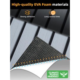 FOCEAN Boat Flooring EVA Foam Boat Decking Faux Teak Marine Flooring Marine Mat Sheet for Motorboat RV Yacht Kayak Surfboard, 94.5''x 23.6'', Grey with Black Lines