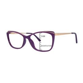 ProEyes Sophia, Progressive Blue Light Blocking Readers, 0 Strength on Top Lens, Spring Hinge, Lightweight, Durable (Purple, 1.25, multiplier_x)
