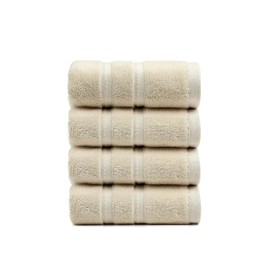 Simple&Opulence 4 Pcs Premium Hand Towels 16"x28", 600 GSM 100% Ring Spun Cotton, Highly Absorbent, Ultra-Plush & Durable Towels Set for Bathroom, Gym, Spa, Shower, Hotel (Beige)