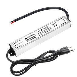 3A 36W 12 Volt LED Power Supply, 110V AC to 12V DC Converter, Waterproof IP67 Driver Low Voltage Transformer Power Adapter for Indoor Outdoor LED Lights