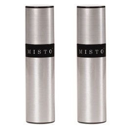 Misto Aluminum Oil Sprayer, Set of 2, Versatile Refillable Aerosol Sprayers for Olive Oil, Vinegar, Lemon Juice, Dressings, and More, Ideal for Cooking, BBQ, and Air Fryers