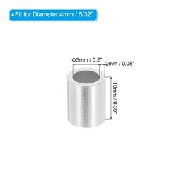 sourcing map 5/32" 4mm Aluminum Crimping Loop Sleeve Single Round Ferrule 10mm Height, Silver 25pcs