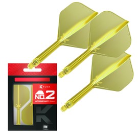 Target Darts K Flex Integrated Dart Flight and Shaft, No.2 Yellow (Intermediate) | Pack of 3 K-Flex - No 2, Kflex Precision-Moulded 2-in-1 Dart Flights and Dart Shaft | Professional Dart Accessories
