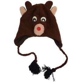 Gheri Woollen Handknitted Fleece Lined Trapper Animal Hat Cute Eyes