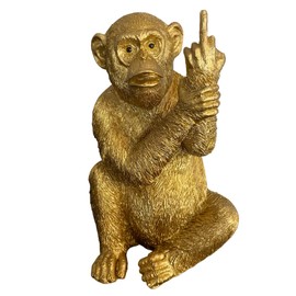 RP Medium Resin Rude Monkey Ornament 19cm Statue Sculpture Figurine Gift Home Decoration GOLD