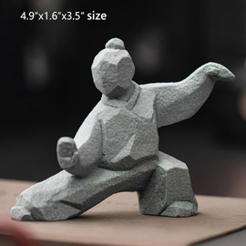 FlamingoCasa Tai Chi Statue Set of 3, Yin Yang Figurine for Home Decor, Meditation Zen Sculpture, Feng Shui Gift, Handcrafted Sandstone Artwork for Office Bookshelf Desktop Decor (Style c)