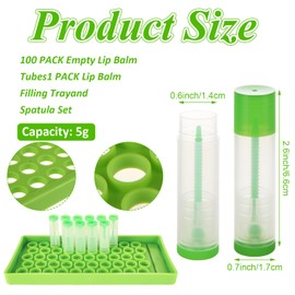 ACXFOND 200Pcs Lip Balm Containers, 5ml/5g Plastic Clip balm tubes, Empty chapstick tubes with Filling Tray and Spatula for DIY Homemade Chapsticks Lipsticks and Homemade Solid Perfume