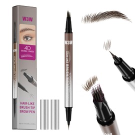 W3W 4D Eyebrow Pencil, Waterproof, Brow Pencil, Microblading Eyebrow Pencil, Brown, Brow Pen Smudgeproof, 4D Angled Square + Ultra-Fine, Wild Natural Hair-Like, 02 Medium Brown (Medium Brown)