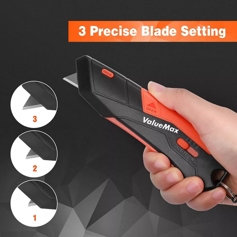 ValueMax 2 Packs Retractable Utility Pocket Knife Box Cutter w/Extra