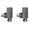 iBathUK Cube Thermostatic Radiator Valve,Solid Brass,Angled Square Radiator Valve Pair,